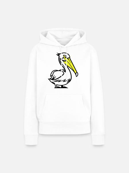 Pelikan Strip - Dame Premium hoodie, økologisk bomuld - hvid