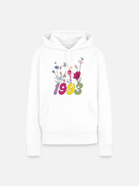 Geburtsjahr 1993 Wildblumen - Frauen Premium Bio Hoodie - Weiß