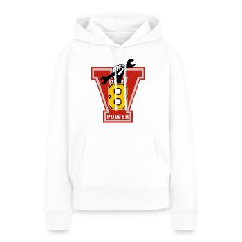 v8 power - Sweat à capuche Premium bio Femme - blanc - Devant - Julia (174cm)