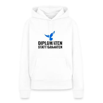 Diplomaten statt Granaten - Frauen Premium Bio Hoodie - Weiß - Vorne - Julia (174cm)