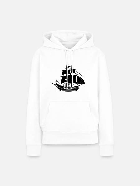 Piratenschiff - Frauen Premium Bio Hoodie - Weiß