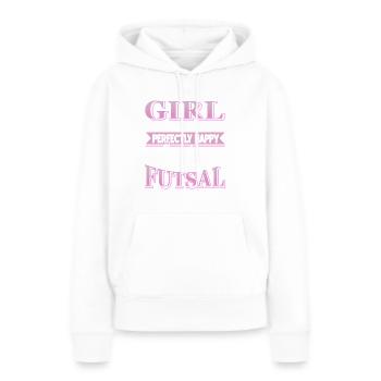 Le futsal me rend heureuse, une joueuse confiante - Sweat à capuche Premium bio Femme - blanc - Devant - Julia (174cm)