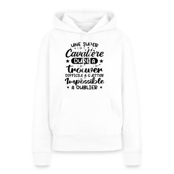 Une Super Cavalière - Cadeau cavalière - Sweat à capuche Premium bio Femme - blanc - Devant - Julia (174cm)