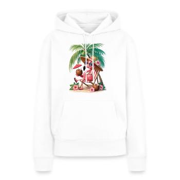 Flamingo im Sommerurlaub Urlaub - Frauen Premium Bio Hoodie - Weiß - Vorne - Julia (174cm)