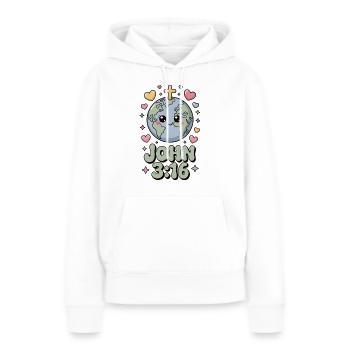 Jean 3:16 — Un monde chrétien mignon - Sweat à capuche Premium bio Femme - blanc - Devant - Julia (174cm)