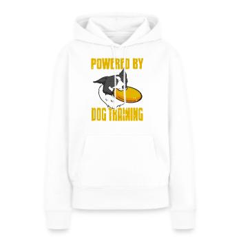 Propulsé par un dresseur de frisbee motivé par l’éducation canine - Sweat à capuche Premium bio Femme - blanc - Devant - Julia (174cm)