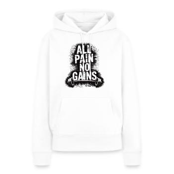 Chemise de fitness – motif All Pain No Gains - Sweat à capuche Premium bio Femme - blanc - Devant - Julia (174cm)