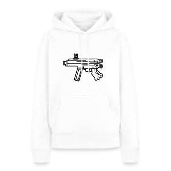 Mitraillette - Sweat à capuche Premium bio Femme - blanc - Devant - Julia (174cm)