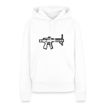 Mitraillette - Sweat à capuche Premium bio Femme - blanc - Devant - Julia (174cm)