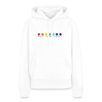 votre couleur - Sweat à capuche Premium bio Femme - blanc - Devant - Julia (174cm)