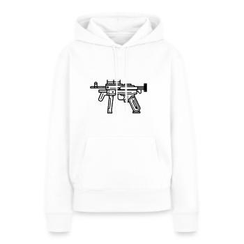 Mitraillette - Sweat à capuche Premium bio Femme - blanc - Devant - Julia (174cm)
