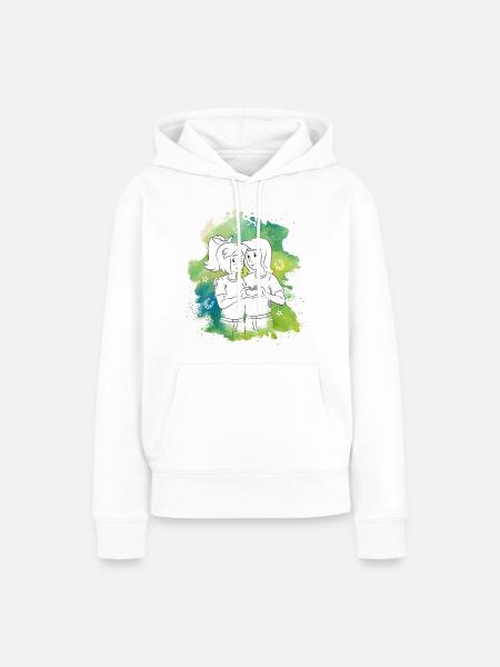 Bibi und Tina Lineart grün - Frauen Premium Bio Hoodie - Weiß