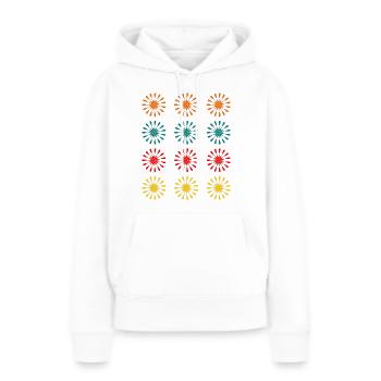 ETOILE. STAR. ETOILES. FÊTE. ANNIVERSAIRE. NOËL. - Sweat à capuche Premium bio Femme - blanc - Devant - Julia (174cm)