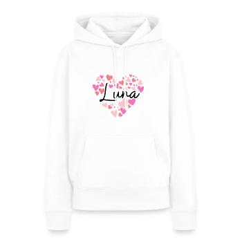 J’adore Luna - Sweat à capuche Premium bio Femme - blanc - Devant - Julia (174cm)