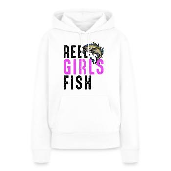 Reel Girls Fish Femelle Femmes Pêche au thon Rétro - Sweat à capuche Premium bio Femme - blanc - Devant - Julia (174cm)