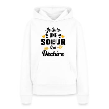 Je suis une Soeur qui Déchire - Sweat à capuche Premium bio Femme - blanc - Devant - Julia (174cm)