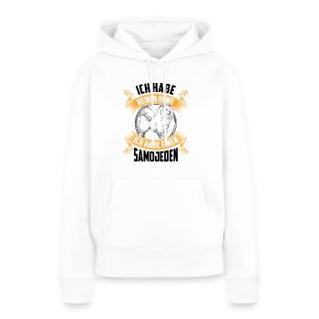 Ich habe einen Samojede Samojedenspitz - Frauen Premium Bio Hoodie - Weiß - Vorne - Julia (174cm)