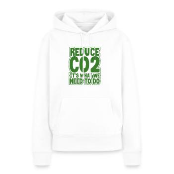 Umwelt Geschenkidee CO2 reduzieren Das ist es, was wir - Frauen Premium Bio Hoodie - Weiß - Vorne - Julia (174cm)