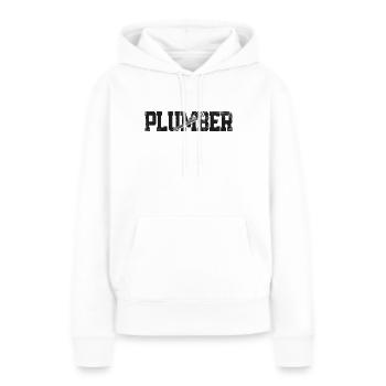 Plombier Plombier Plombier Vintage Plombier - Sweat à capuche Premium bio Femme - blanc - Devant - Julia (174cm)