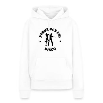disco je peux pas j'ai disco danse - Sweat à capuche Premium bio Femme - blanc - Devant - Julia (174cm)