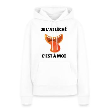 je l'ai léché c'est à moi - Sweat à capuche Premium bio Femme - blanc - Devant - Julia (174cm)