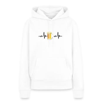 Bier Herzschlag Geschenk - Frauen Premium Bio Hoodie - Weiß - Vorne - Julia (174cm)
