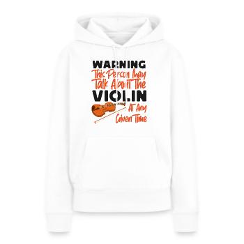 Violoniste Violoniste Avertissement - Sweat à capuche Premium bio Femme - blanc - Devant - Julia (174cm)
