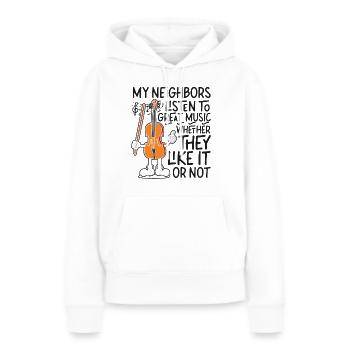 Violoniste Violoniste Mes Voisins - Sweat à capuche Premium bio Femme - blanc - Devant - Julia (174cm)