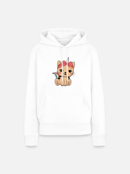 Ozelot Einhorn - Frauen Premium Bio Hoodie - Weiß