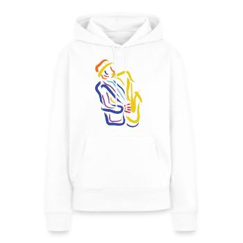 Saxophoniste abstrait Musicien de jazz - Pour saxophones - Sweat à capuche Premium bio Femme - blanc - Devant - Julia (174cm)