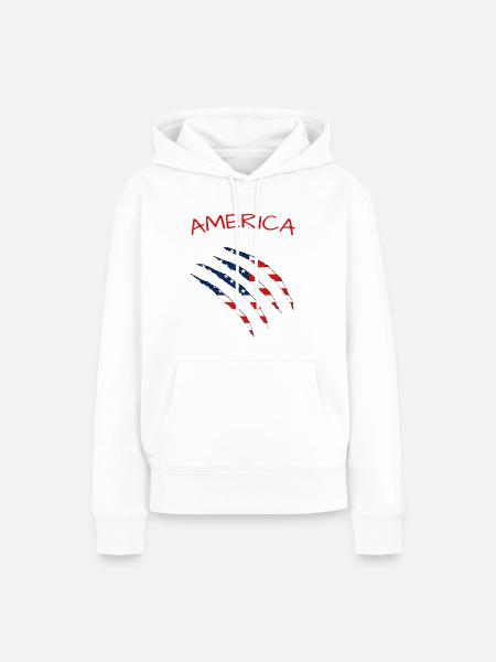 America - Frauen Premium Bio Hoodie - Weiß