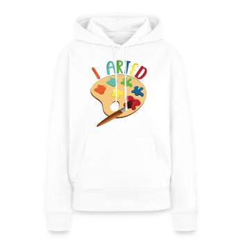 J’ai dessiné pour peintre - Sweat à capuche Premium bio Femme - blanc - Devant - Julia (174cm)