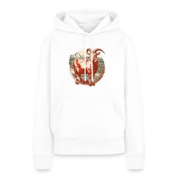 Chèvre rouge et blanc - Sweat à capuche Premium bio Femme - blanc - Devant - Julia (174cm)
