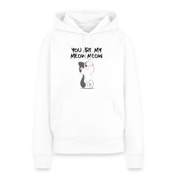 Cat Chat Miau Verliebte Paare Liebesbeweis - Frauen Premium Bio Hoodie - Weiß - Vorne - Julia (174cm)