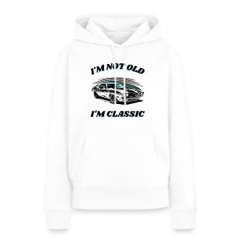 I'M NOT OLD I'M CLASSIC Muscle-Car Design - Frauen Premium Bio Hoodie - Weiß - Vorne - Julia (174cm)