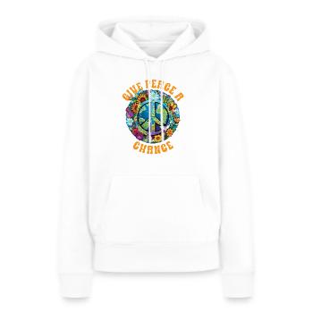 Hippie Peace Zeichen Frieden Blumen Blumenkind - Frauen Premium Bio Hoodie - Weiß - Vorne - Julia (174cm)