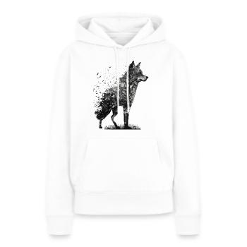 Wolf Kunst Zeichnung Kunstwerk Geschenk Tier Zoo - Frauen Premium Bio Hoodie - Weiß - Vorne - Julia (174cm)