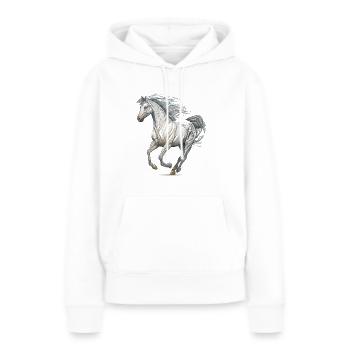 Cheval sauvage - Sweat à capuche Premium bio Femme - blanc - Devant - Julia (174cm)