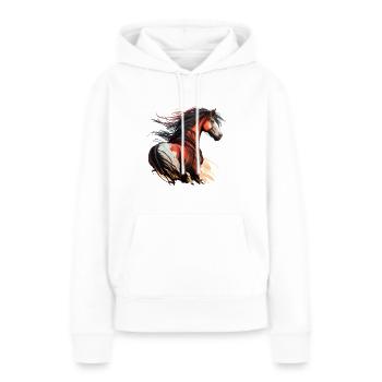 Cheval sauvage - Sweat à capuche Premium bio Femme - blanc - Devant - Julia (174cm)