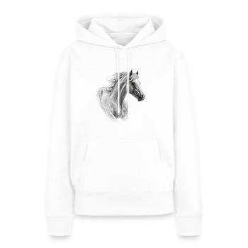 Cheval sauvage - Sweat à capuche Premium bio Femme - blanc - Devant - Julia (174cm)
