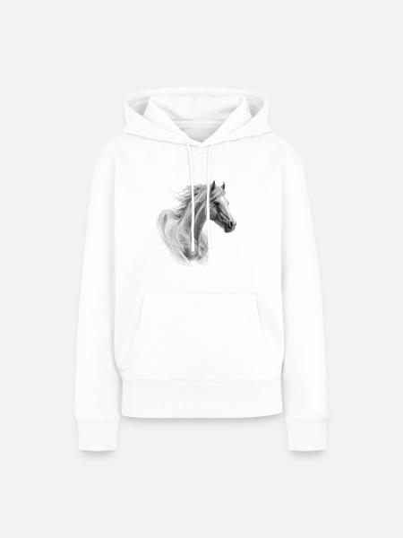 Wildpferd - Frauen Premium Bio Hoodie - Weiß
