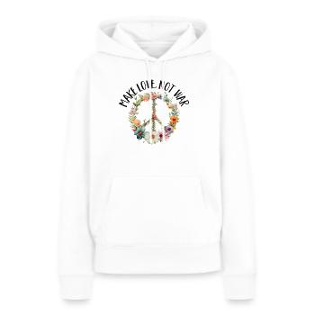 Hippie Peace Zeichen Frieden Blumen Blumenkind - Frauen Premium Bio Hoodie - Weiß - Vorne - Julia (174cm)