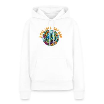 Hippie Peace Zeichen Frieden Blumen Blumenkind - Frauen Premium Bio Hoodie - Weiß - Vorne - Julia (174cm)