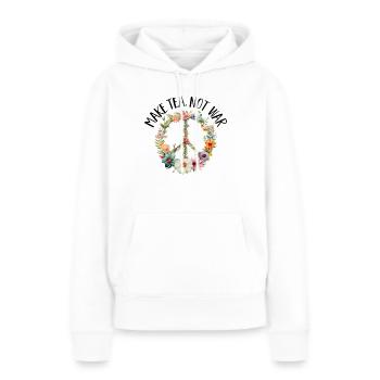 Hippie Peace Zeichen Frieden Blumen Blumenkind - Frauen Premium Bio Hoodie - Weiß - Vorne - Julia (174cm)