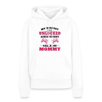 Mon plus haut accomplissement m'appelle mamie - Sweat à capuche Premium bio Femme - blanc - Devant - Julia (174cm)