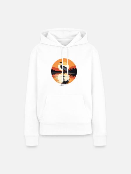 Reiher - Frauen Premium Bio Hoodie - Weiß