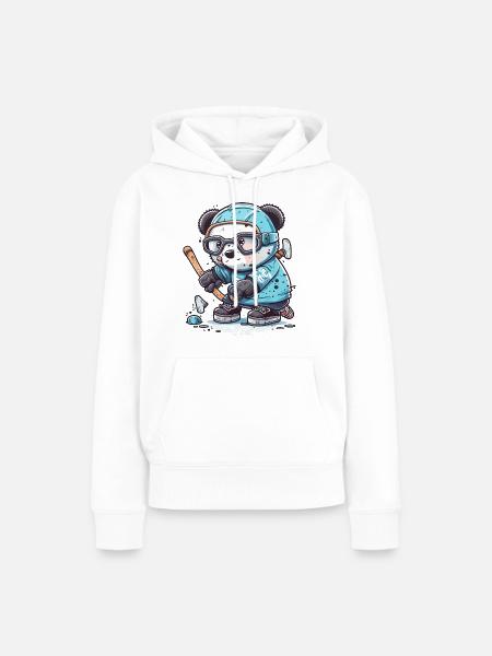 Panda Puckster - Frauen Premium Bio Hoodie - Weiß
