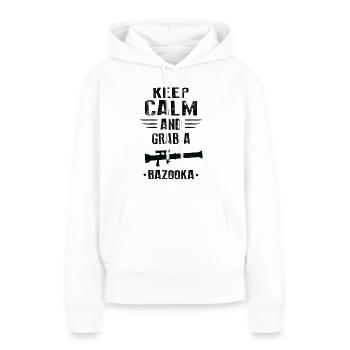 RESTEZ CALME ET PRENEZ UN BAZOOKA - Sweat à capuche Premium bio Femme - blanc - Devant - Julia (174cm)