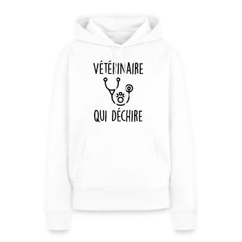 Vétérinaire Qui Déchire - Sweat à capuche Premium bio Femme - blanc - Devant - Julia (174cm)