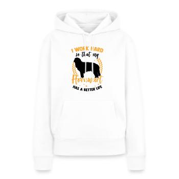 Arbeite für Hovawart Derber Bauernhund - Frauen Premium Bio Hoodie - Weiß - Vorne - Julia (174cm)